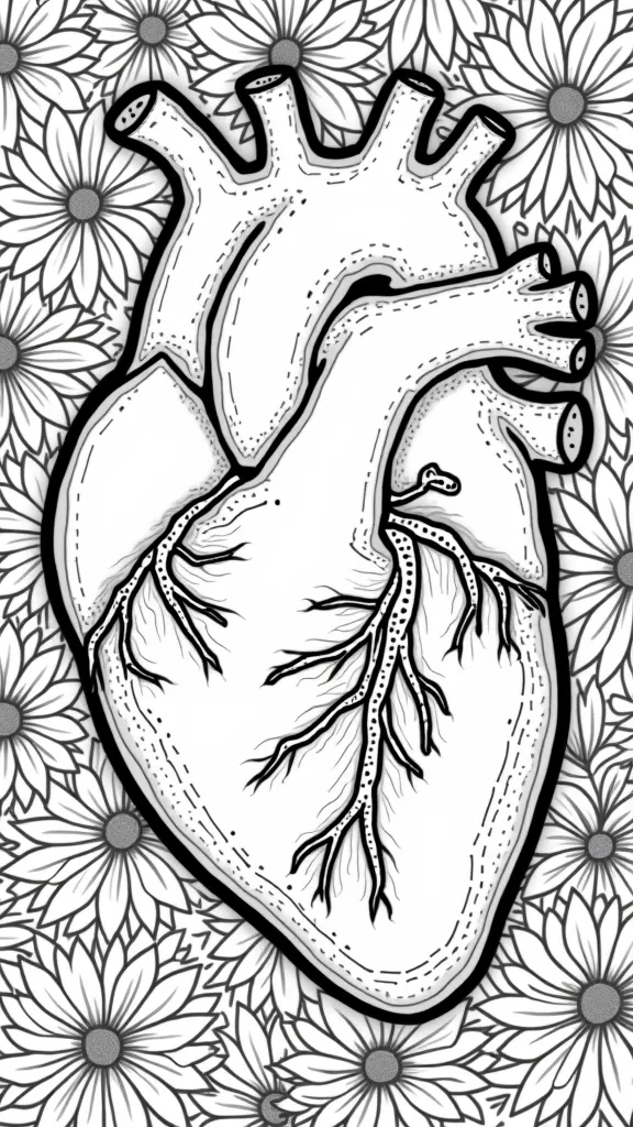 anatomical heart coloring page